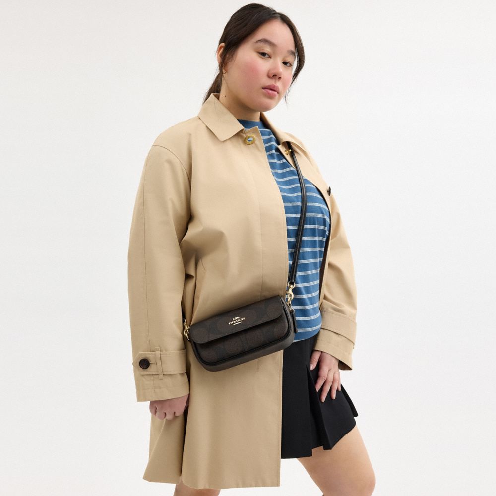 COACH®,Hailey Flap Bag In Signature Canvas,Canvas,Leather,Crossbody,Metal,Casual,