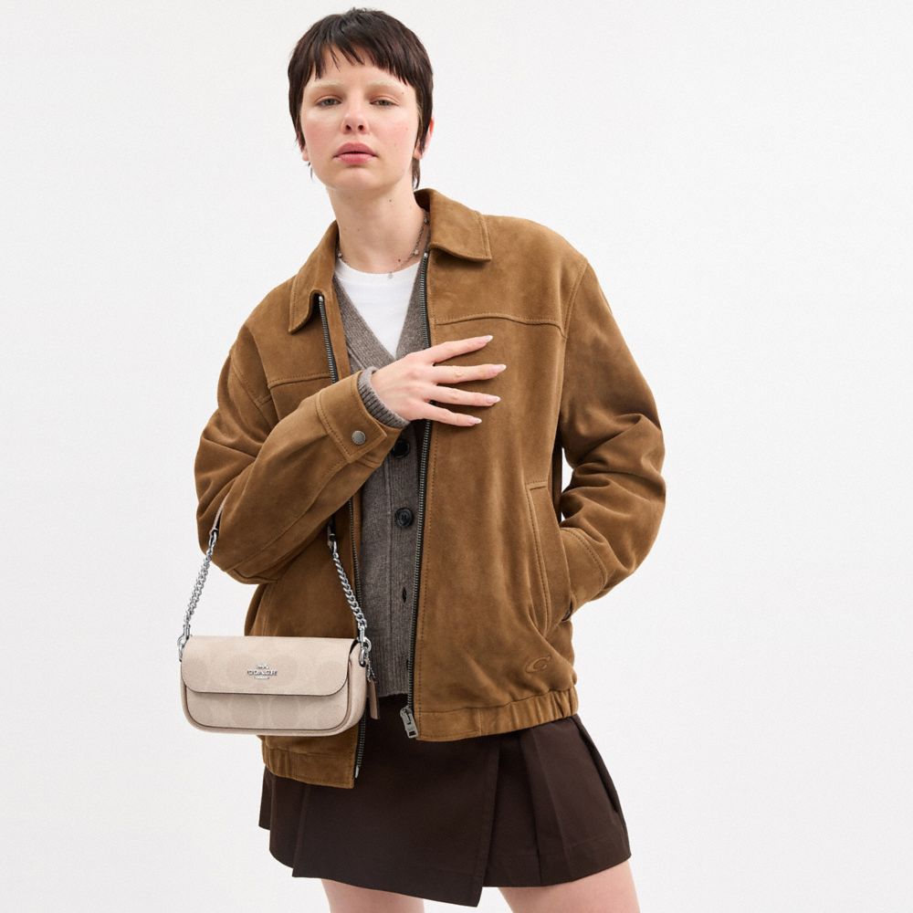 COACH®,ヘイリー フラップ バッグ・シグネチャー キャンバス,ミニバッグ&お財布ショルダー,ｼﾙﾊﾞｰ/ｻﾝﾄﾞ/ﾄｰﾌﾟ