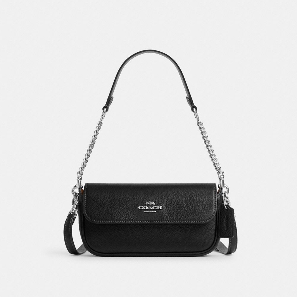 COACH®,Hailey Flap Bag,Black,Front View