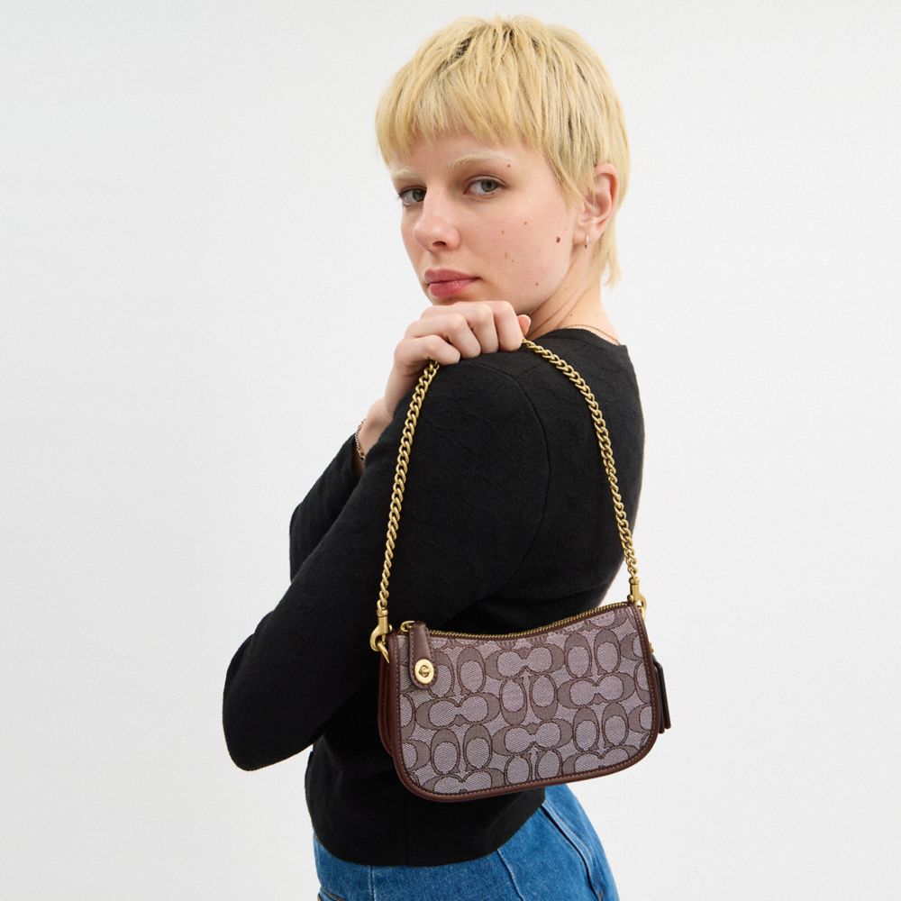 COACH®,Swinger Bag 20 In Signature Jacquard,,Detail View