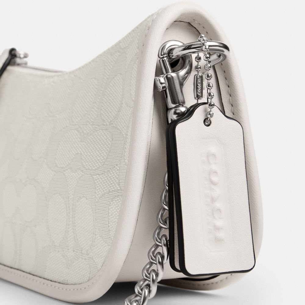 COACH®,Swinger Bag 20 In Signature Jacquard,Cotton,Recycled Polyester,Shoulder Bag,Piping,Brass,Casual,,Closer View