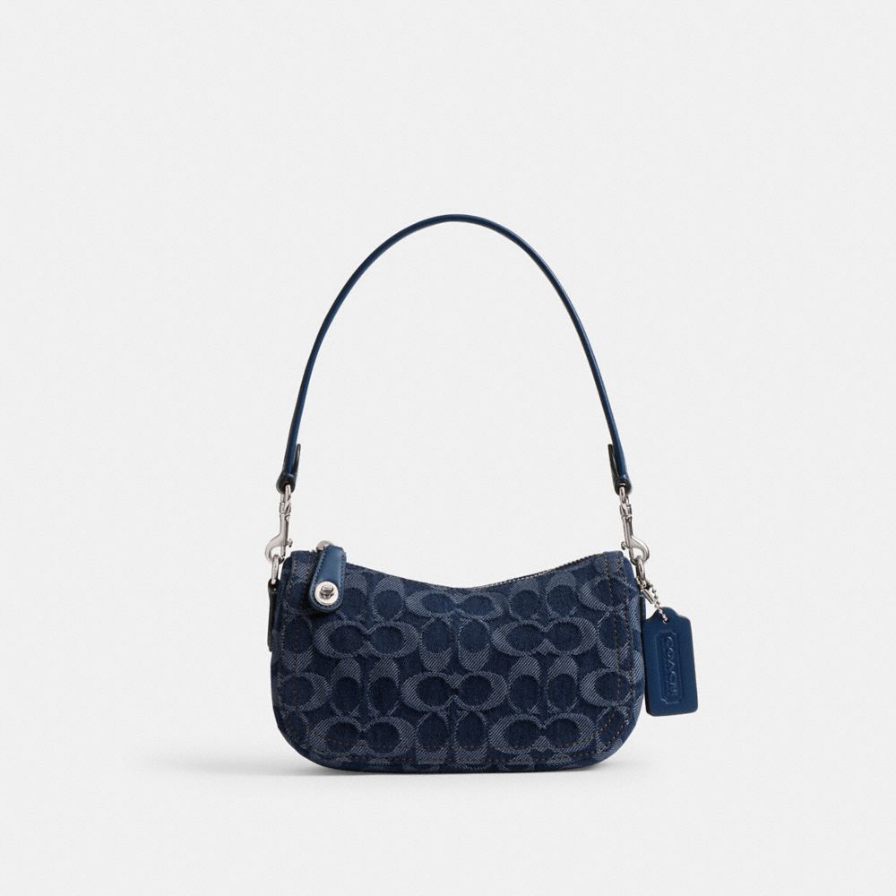 COACH®,Swinger Bag 20 In Signature Denim,,Front View image number 0