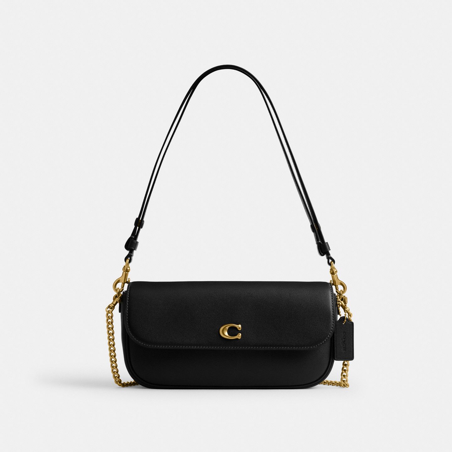 Женская сумка Coach Brook Flap Chain, цвет: Латунный / Чёрный — фото 1