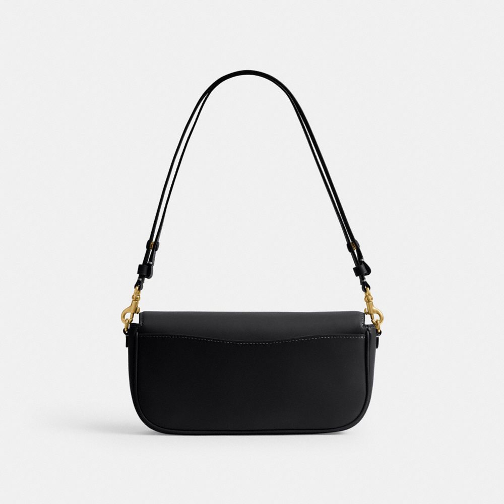 COACH®,Brook Flap Chain Bag,Black,Back View