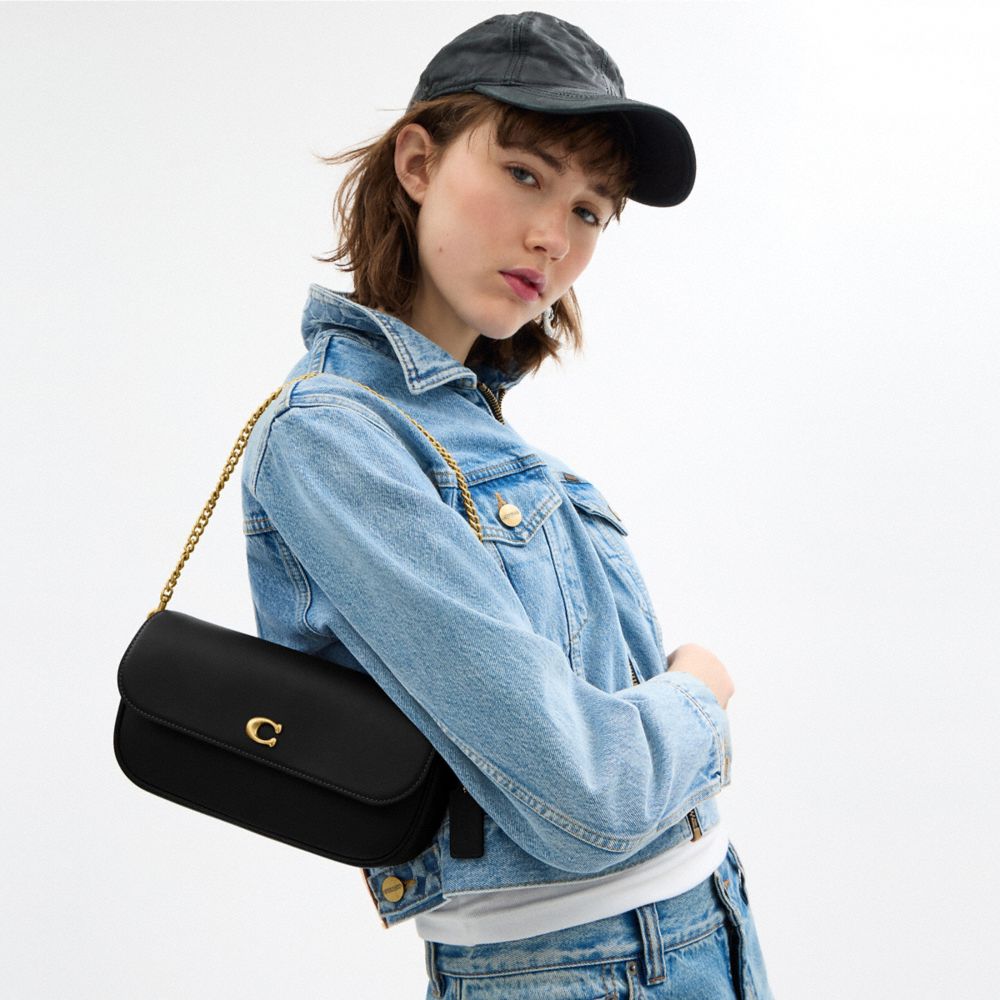 COACH®,Brook Flap Chain Bag,Black,Detail View