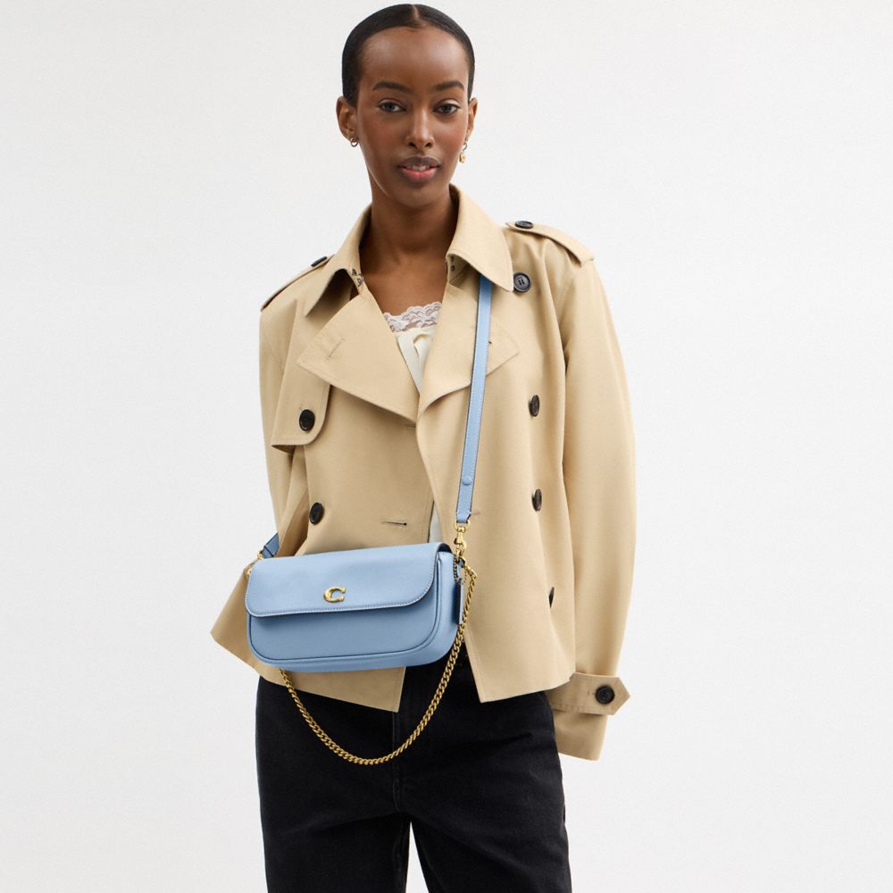 Shop Coach Brook Flap Chain Bag In Brass/bluebell