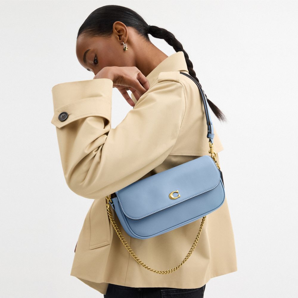 Shop Coach Brook Flap Chain Bag In Brass/bluebell