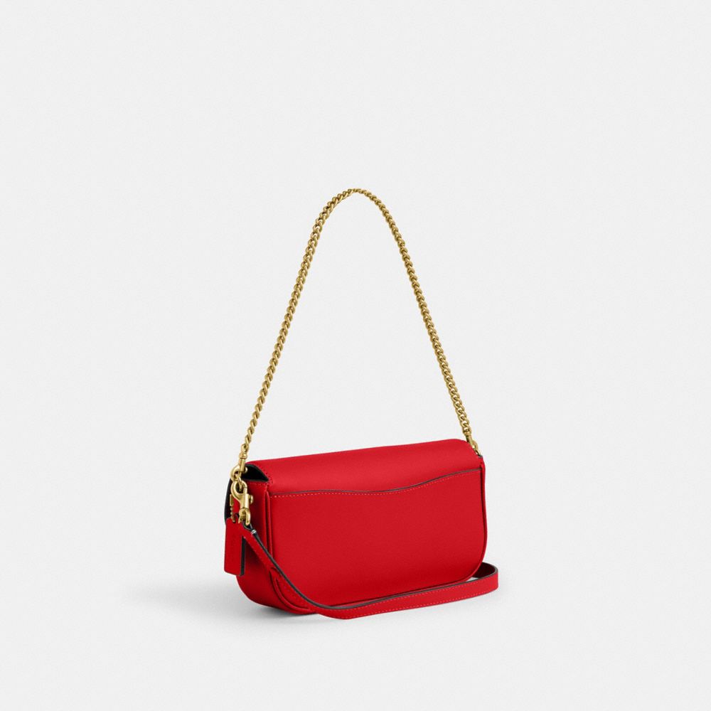 COACH®,SAC À CHAÎNE ET RABAT BROOK,Cuir lisse,Laiton/Pomme d’amour,Angle View