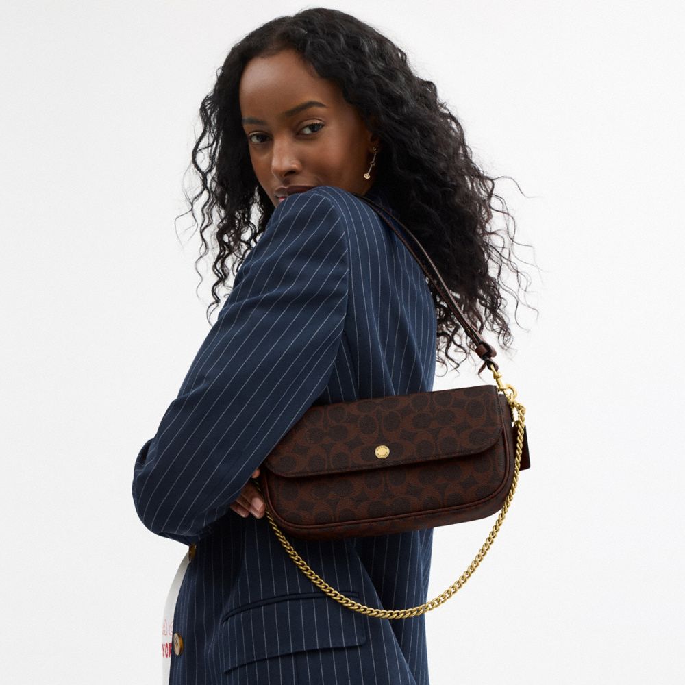 Coach Brook Flap Chain Bag In Signature Canvas In Multi