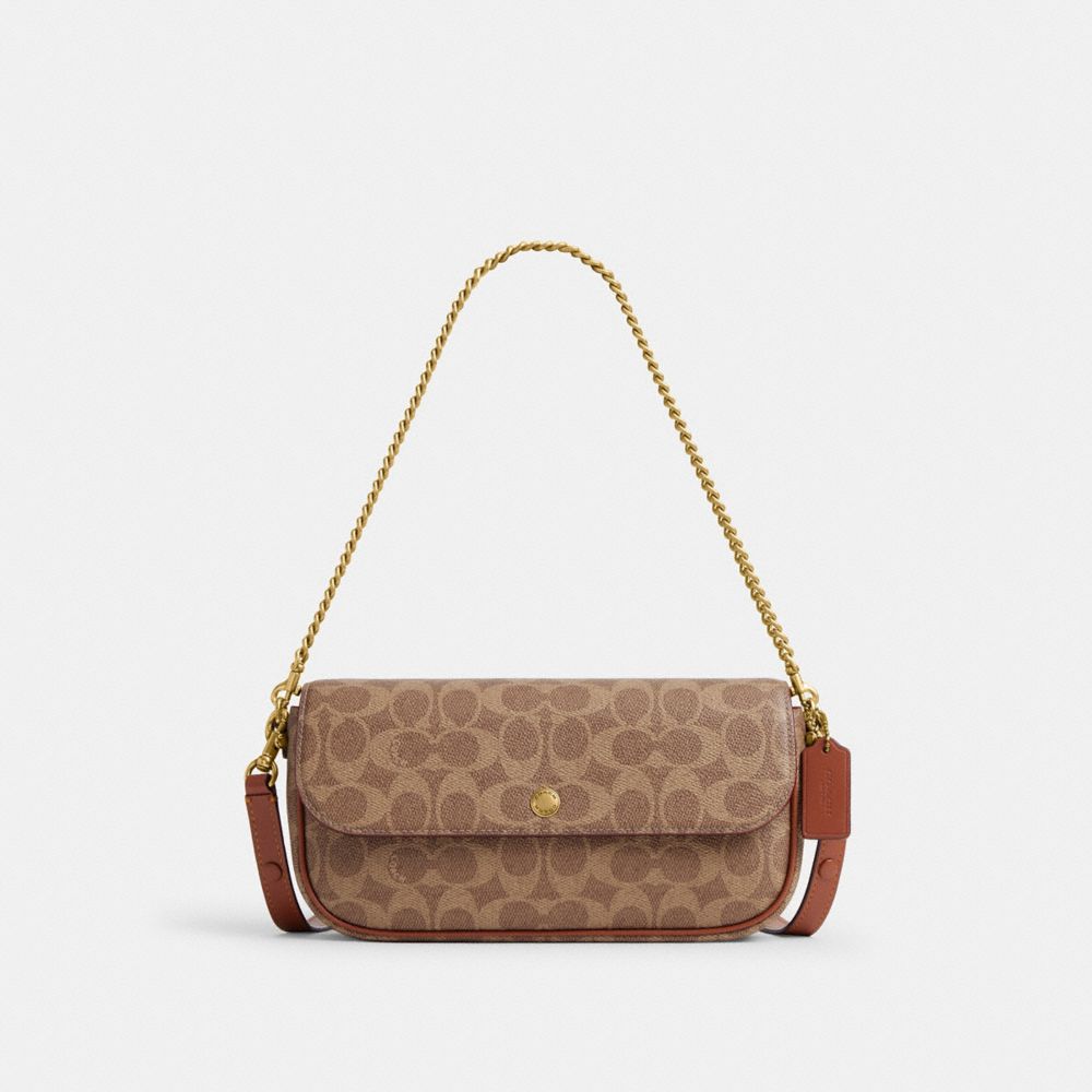 COACH®,Brook Flap Chain Bag In Signature Canvas,,Front View