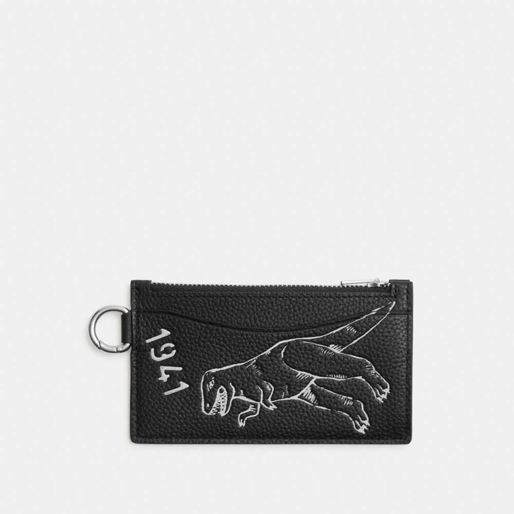 COACH®,Zip Card Case With Sketch Print,,Front View