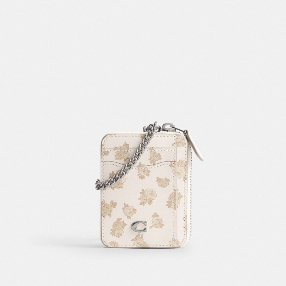 COACH®,Essential Chain Card Case With Floral Print,,Front View