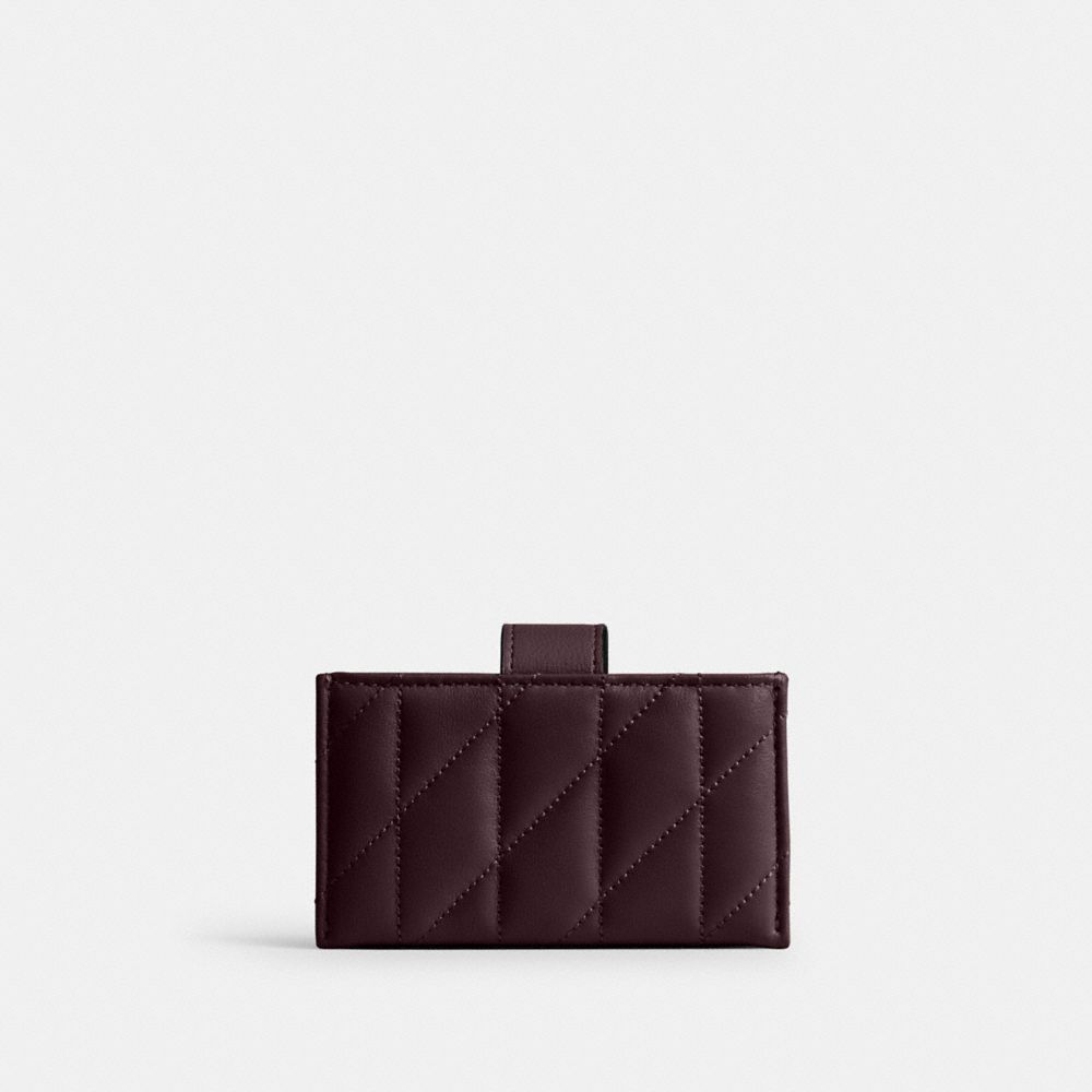 COACH®,Essential Multi Card Holder With Pillow Quilting,Card Case,Logo,Metal,Casual,Maroon,Back View