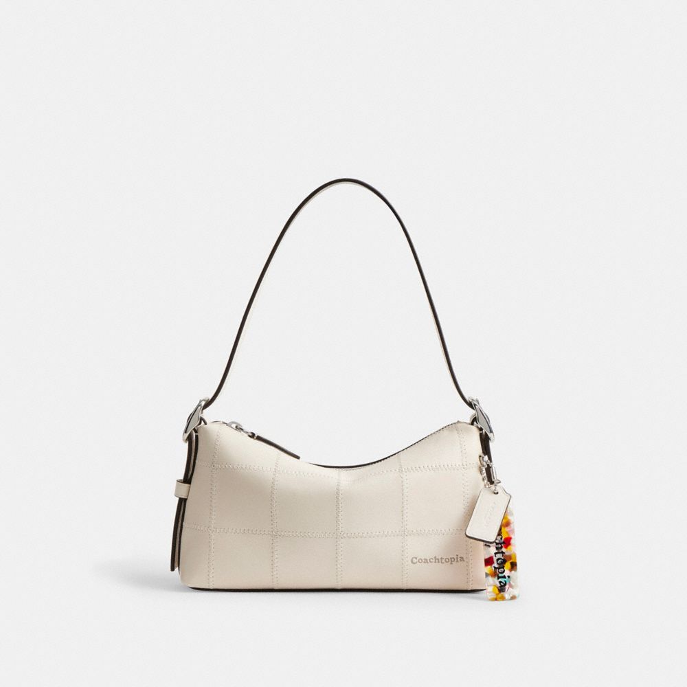 COACH®,Alter/Ego Small Shoulder Bag In Checkerboard Upcrafted Leather,Cream,Front View