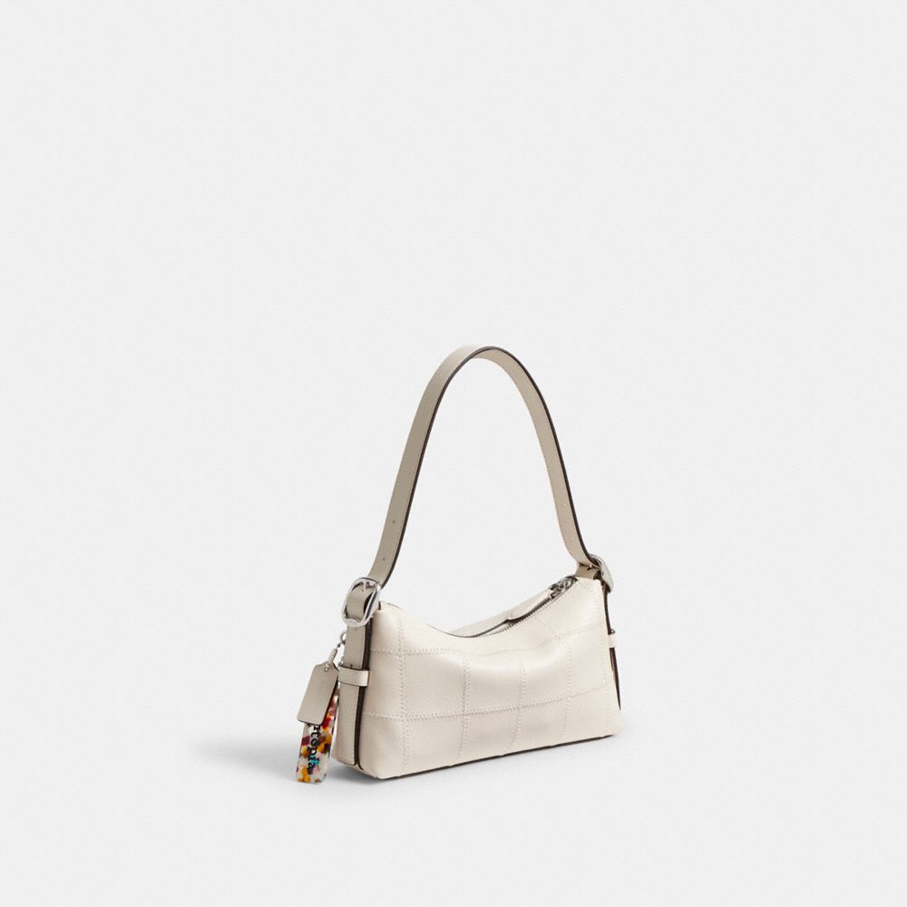 COACH®,Alter/Ego Small Shoulder Bag In Checkerboard Upcrafted Leather,Cream,Angle View