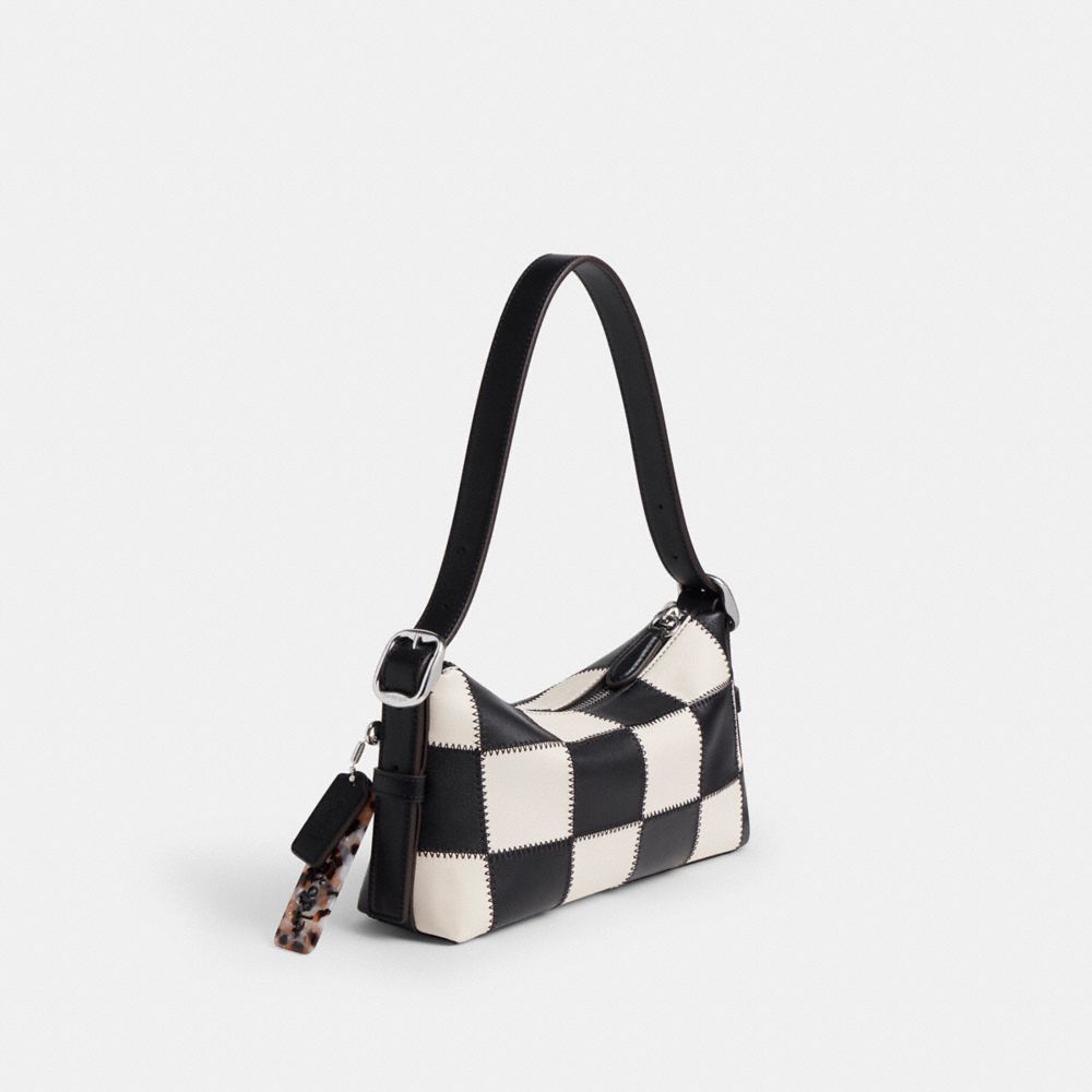 COACH®,Alter/Ego Small Slouchy Shoulder Bag In Checkerboard Upcrafted Leather,Leather,Shoulder Bag,Logo,Adjustable,Vegan,C...,,Angle View