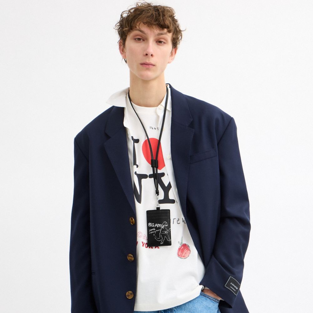 Coach Id Lanyard With Sketch Print In Black