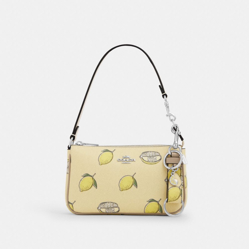 COACH®,Trigger Snap Bag Charm With Lemon Print,,Angle View