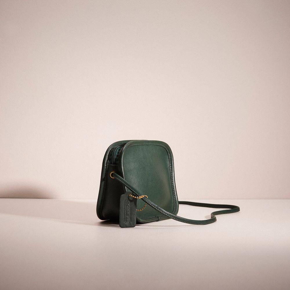 COACH®,Vintage Classic Hadley Zip Bag,Calfskin Leather,Crossbody,Embossed,Logo,Casual,Green,Angle View