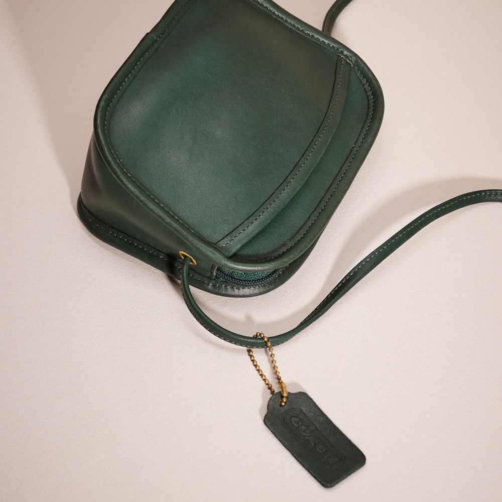 COACH®,Vintage Classic Hadley Zip Bag,Calfskin Leather,Crossbody,Embossed,Logo,Casual,Green,Closer View