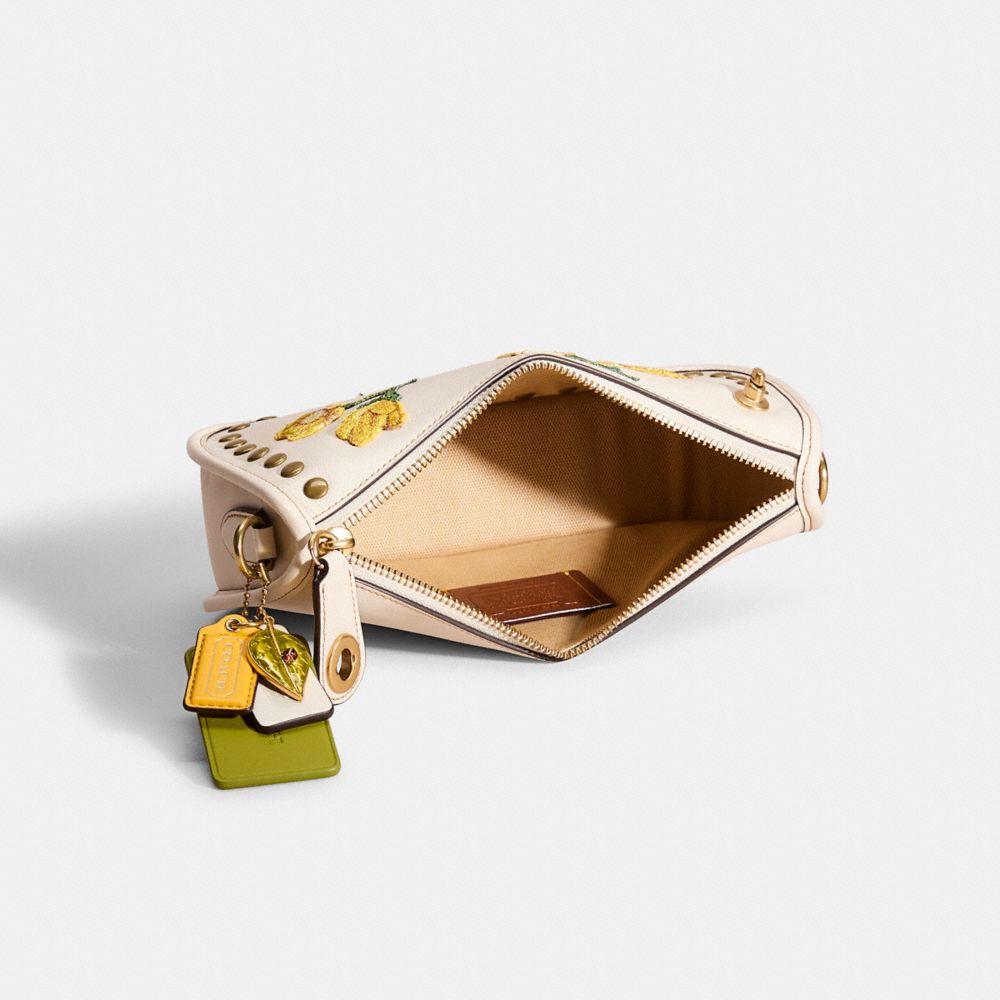 COACH®,Upcrafted Swinger Bag,Shoulder Bag,Embroidered,Logo,Studded,Set,Day Party,White,Inside View,Top View