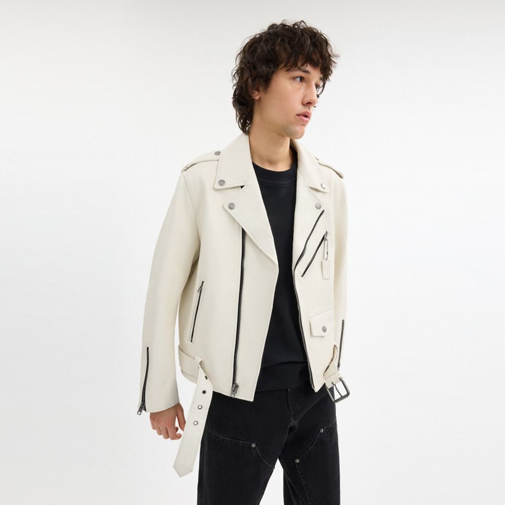COACH®,モト ジャケット,ジャケット＆アウター,ﾎﾜｲﾄ