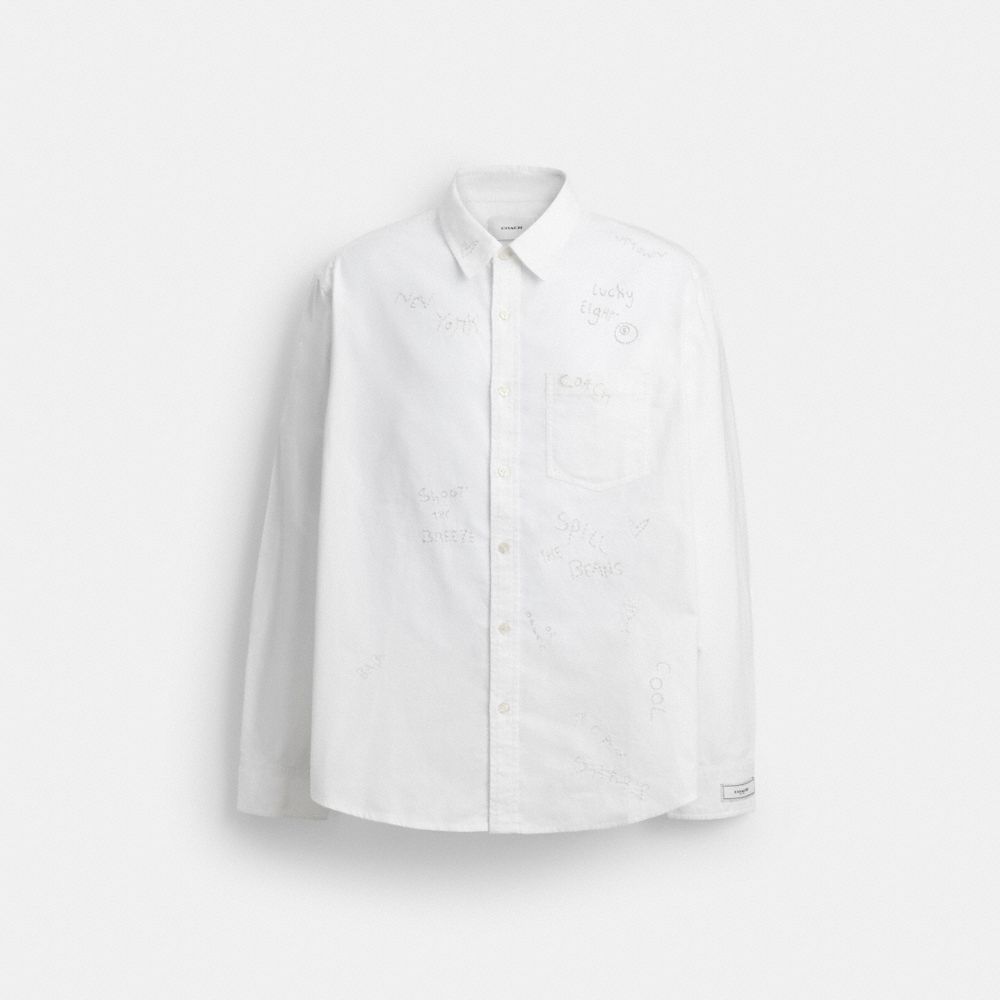 COACH®,Embroidered Button Up Shirt,,Front View