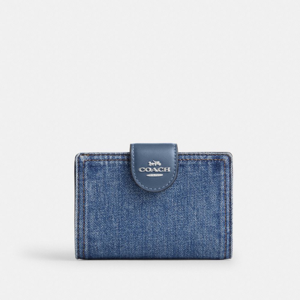 COACH®,Medium Corner Zip Wallet,Blue,Front View