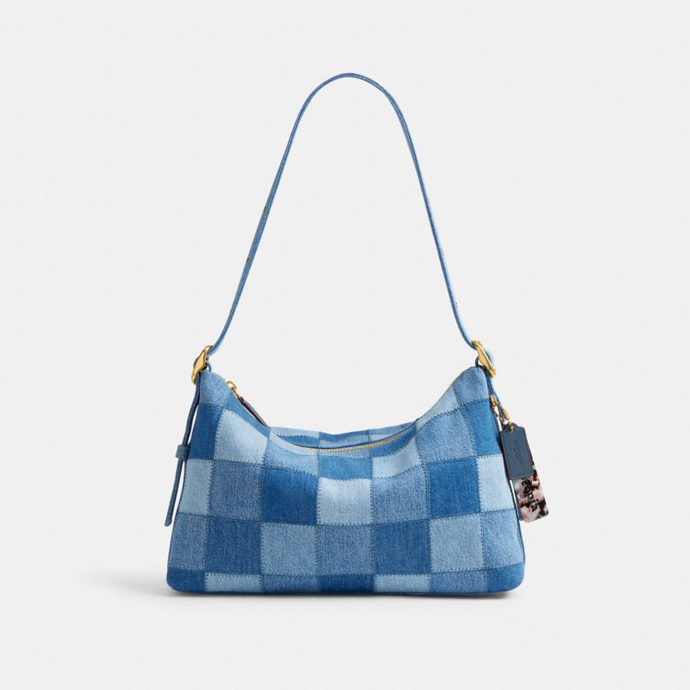 COACH®,Alter/Ego Shoulder Bag In Checkerboard Upcrafted Denim,,Front View