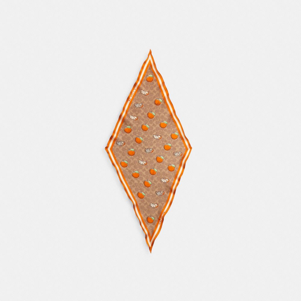 Signature Retro Orange Print Silk Diamond Scarf, ProductTile