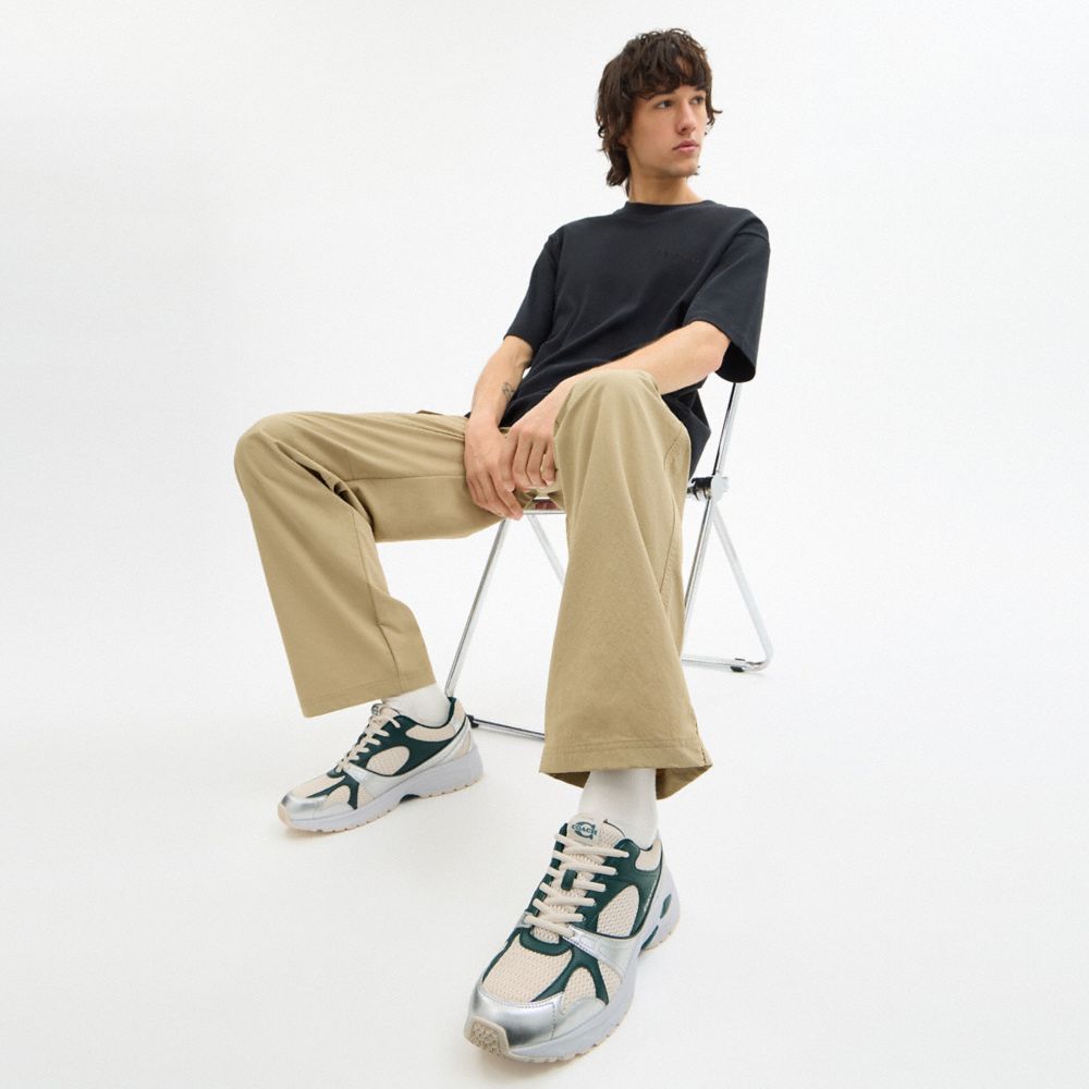 COACH®,Sport Sneaker,Rubber,Leather,Mesh,Activewear,Mixed Media,Logo,Word Embellishment,Color Block,Activewear,Multi Color,Detail View