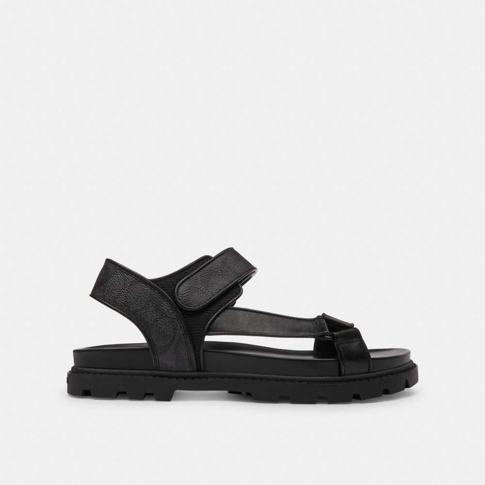 COACH®,SANDALE À PLATEFORME EN TOILE EXCLUSIVE,Noir/Anthracite,Angle View