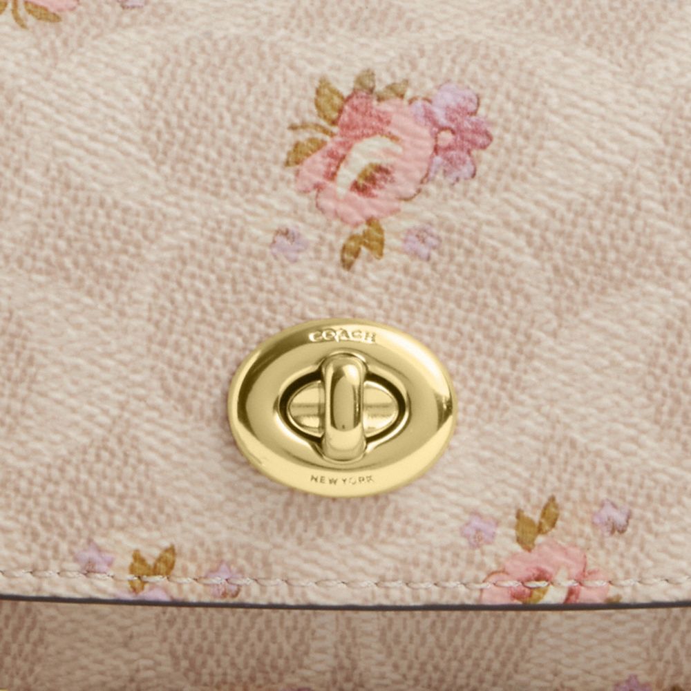COACH®,Sunglass Case In Signature Canvas With Floral Print,Beige