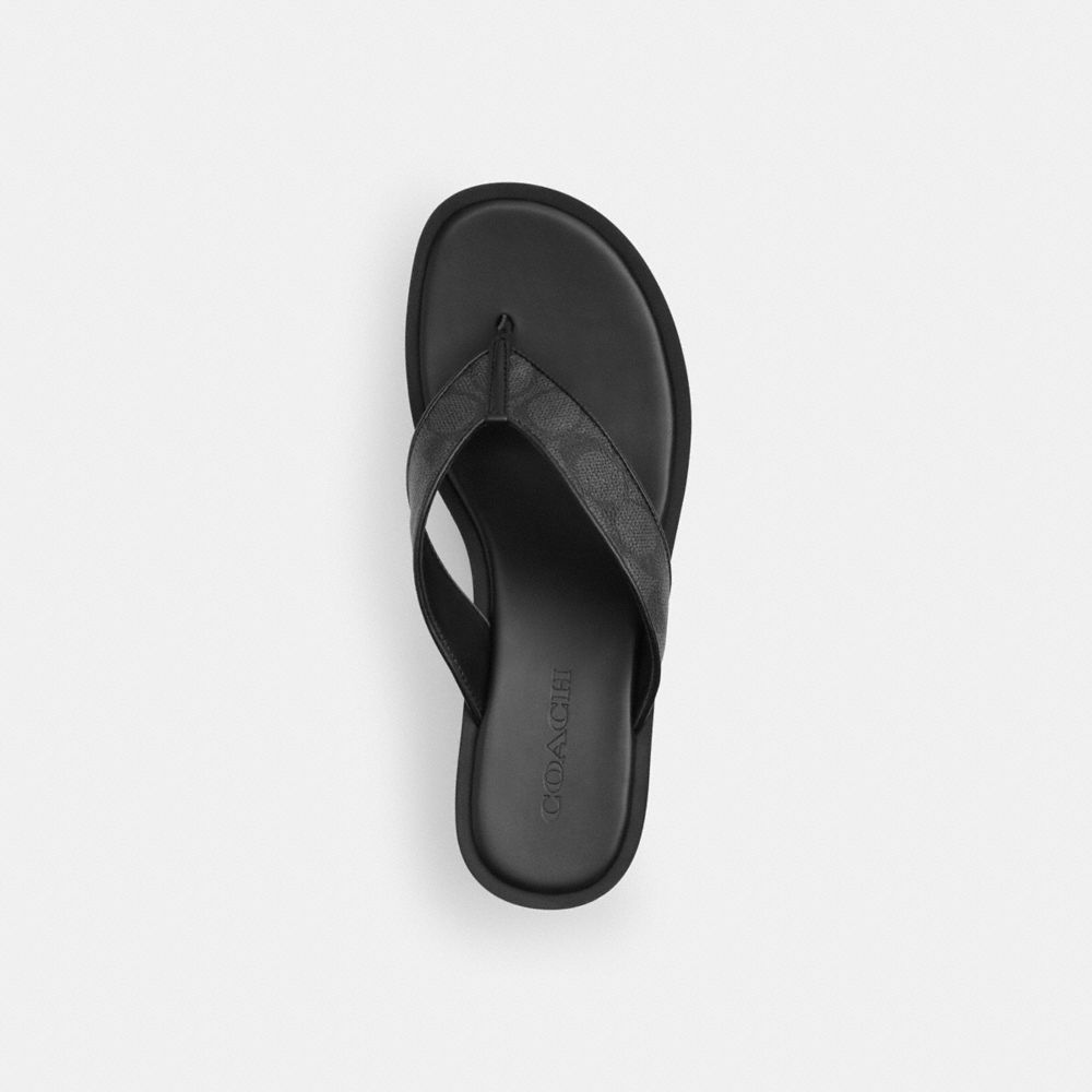 COACH®,Thong Wedge Sandal In Signature Canvas,Black,Inside View,Top View