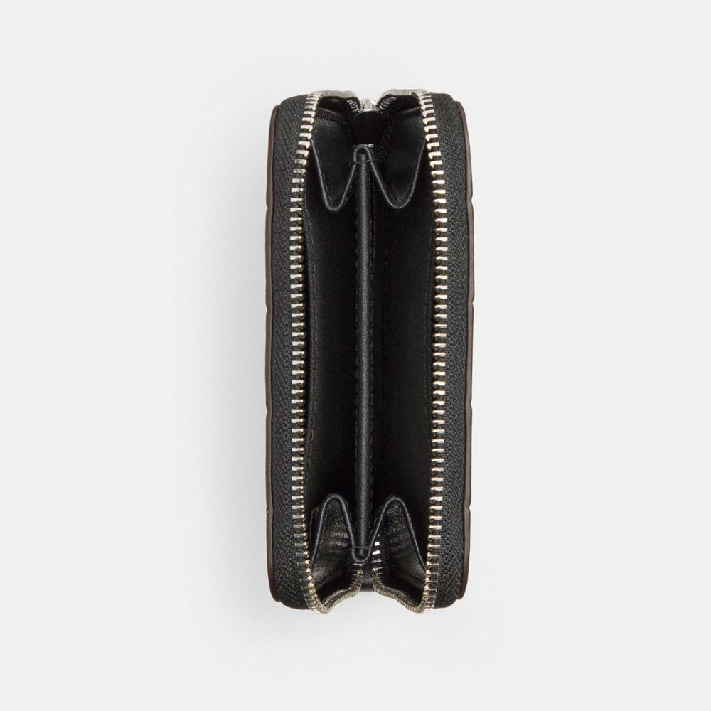COACH®,Zip Around Wallet In Checkerboard Upcrafted Leather,Black,Inside View,Top View