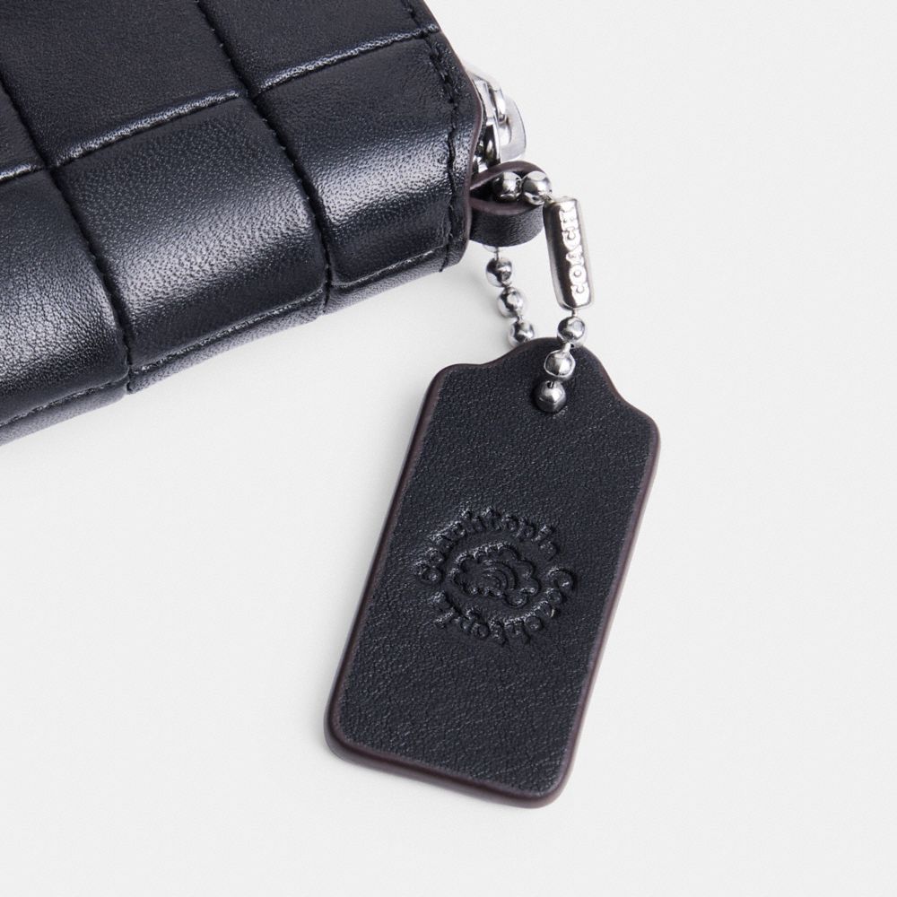 COACH®,Zip Around Wallet In Checkerboard Upcrafted Leather,Black