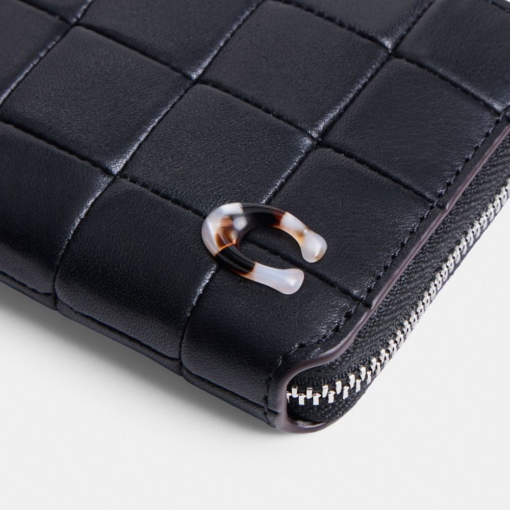 COACH®,Zip Around Wallet In Checkerboard Upcrafted Leather,Black,Closer View