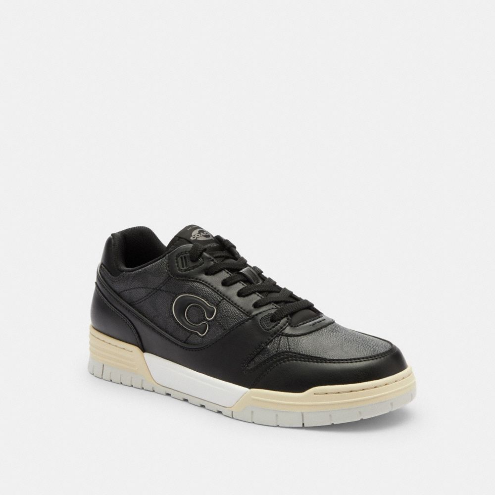 COACH®,Soho Sneaker With Signature Canvas,Black,Front View