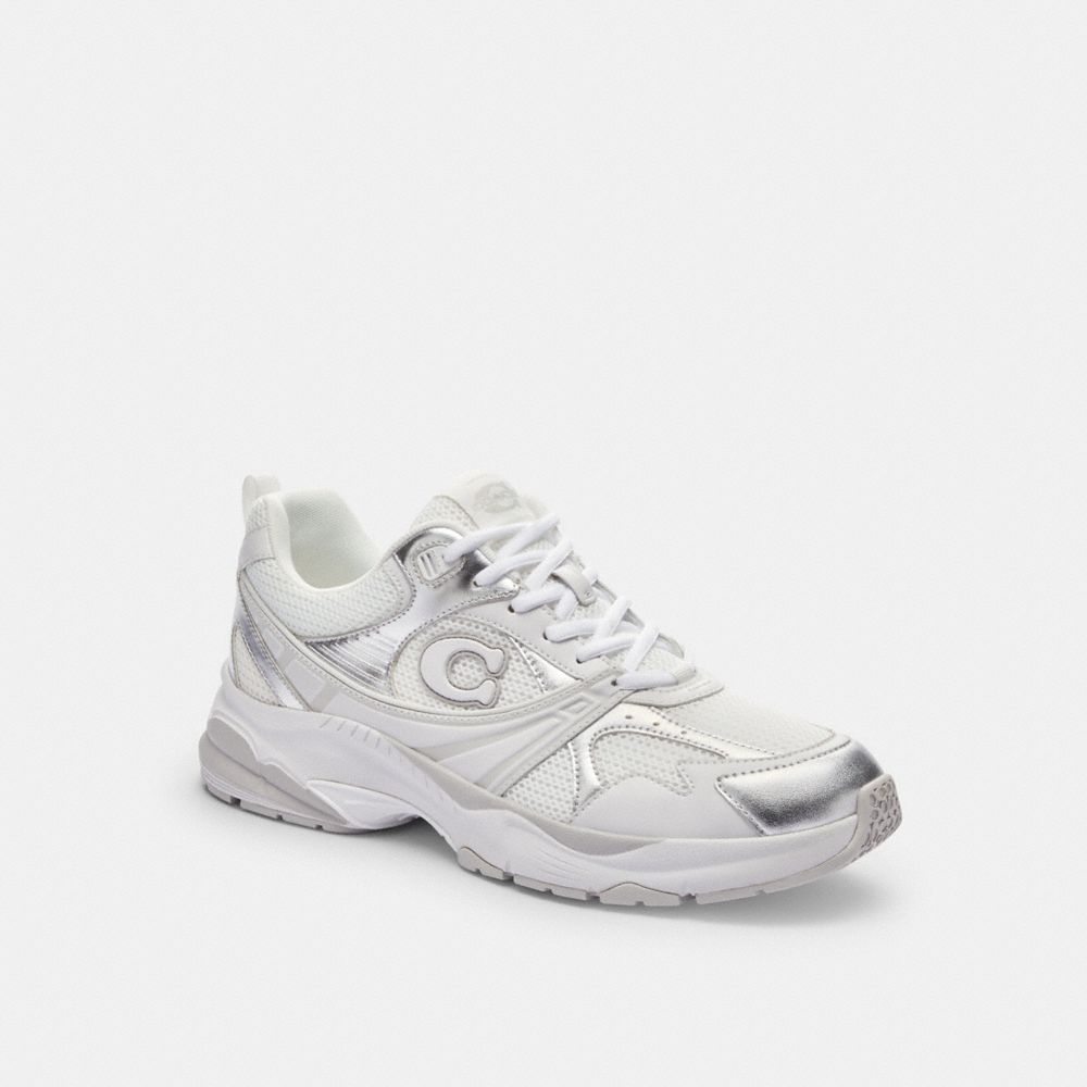 Coach Mesh Sneaker In Light Grey/optic White