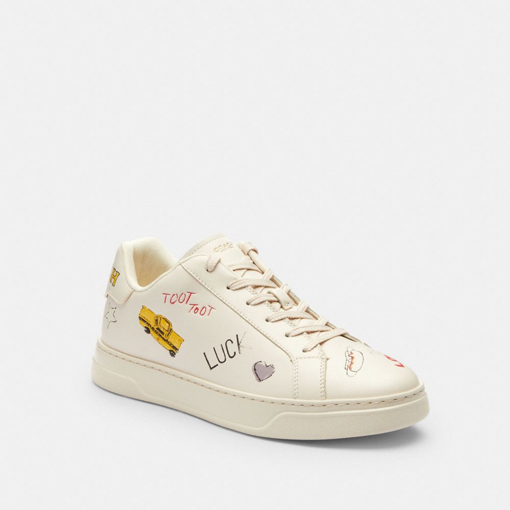 COACH®,High Line Sneaker With Sketch Print,Leather,Casual,Fabric,Cushioned,Casual,,Front View