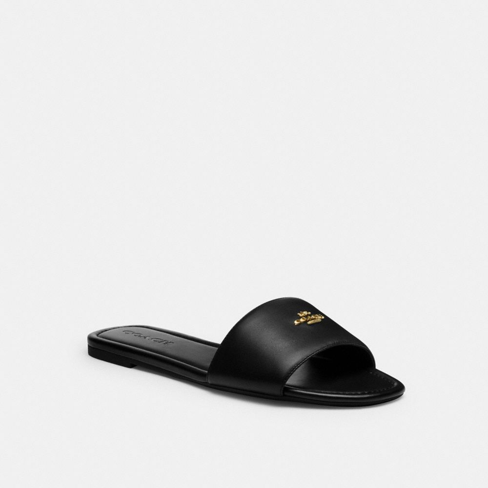 COACH®,Slide Sandal,Black,Front View