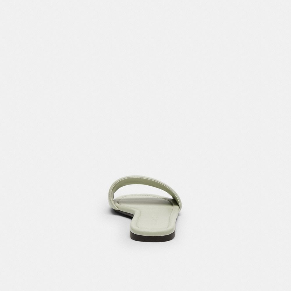 COACH®,Slide Sandal,Leather,Rubber,Slides,Metal,Logo,Casual,,Alternate View