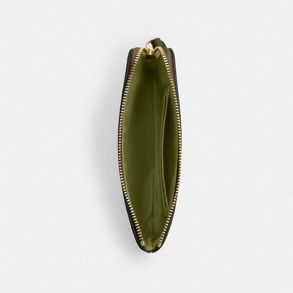 COACH®,Corner Zip Wristlet In Signature Canvas,Wristlet,Pouch,Plastic,Casual,Olive,Inside View,Top View