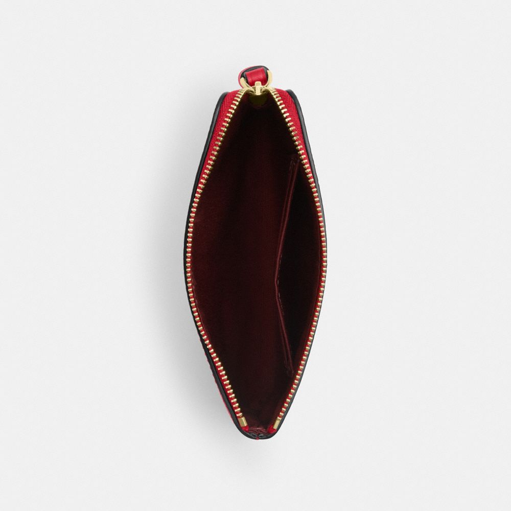COACH®,WRISTLET À FERMETURE ZIPPÉE D’ANGLE EN TOILE EXCLUSIVE,Toile exclusive,Or/rouge vif,Inside View,Top View