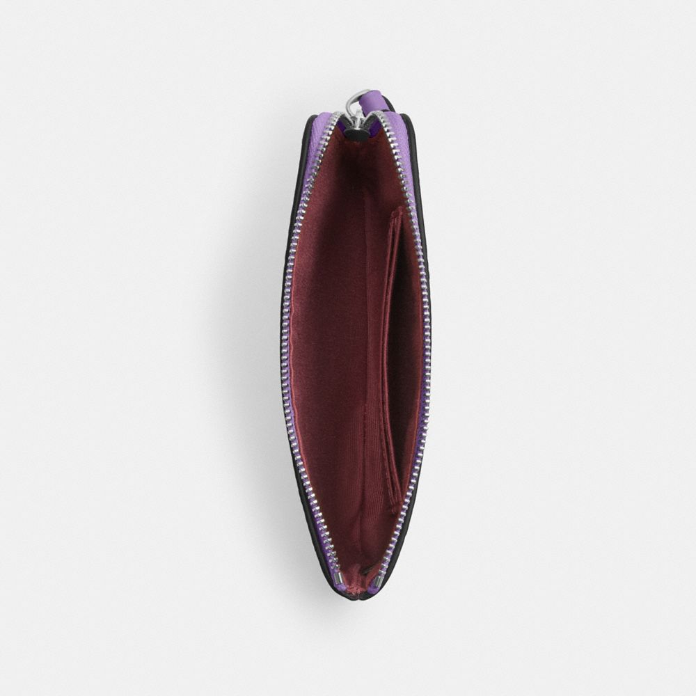 COACH®,Corner Zip Wristlet In Signature Canvas,Wristlet,Pouch,Plastic,Casual,Lavender,Inside View,Top View