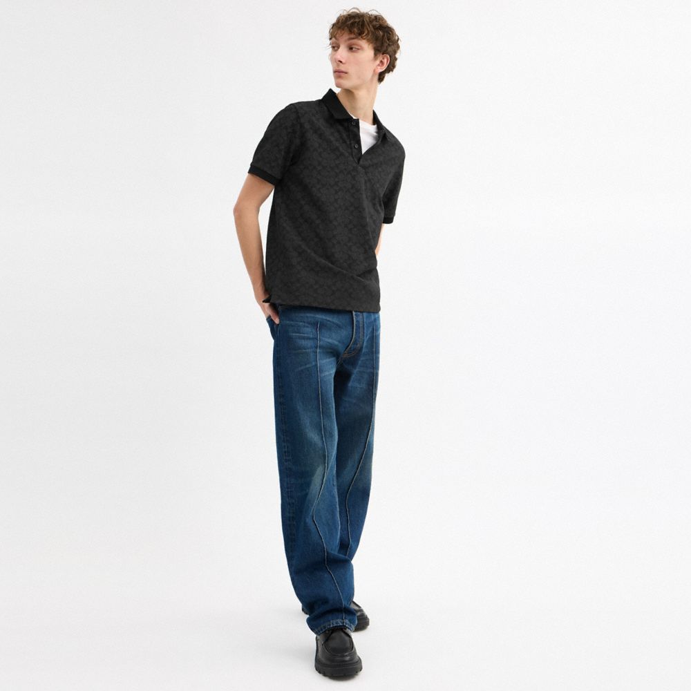 COACH®,Signature Polo,Cotton,Polo Shirt,Casual,Black,Scale View