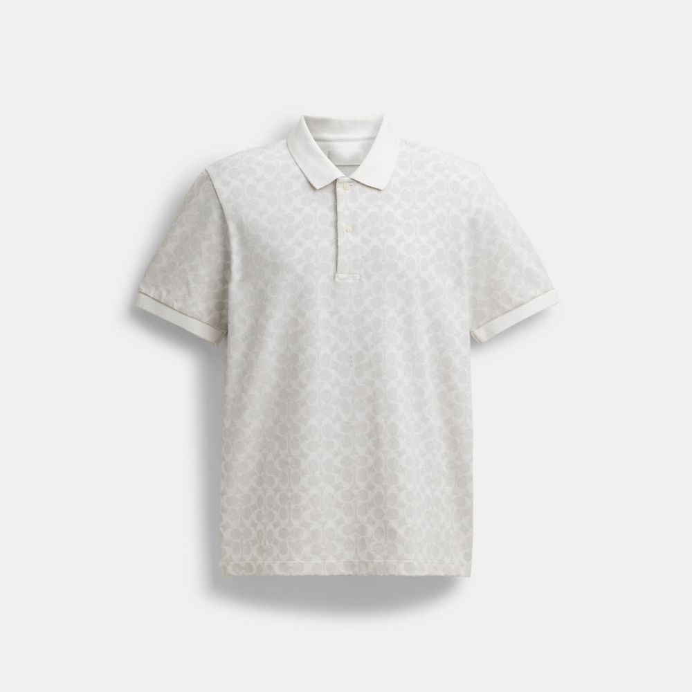 Coach Signature Polo In Chalk Signature