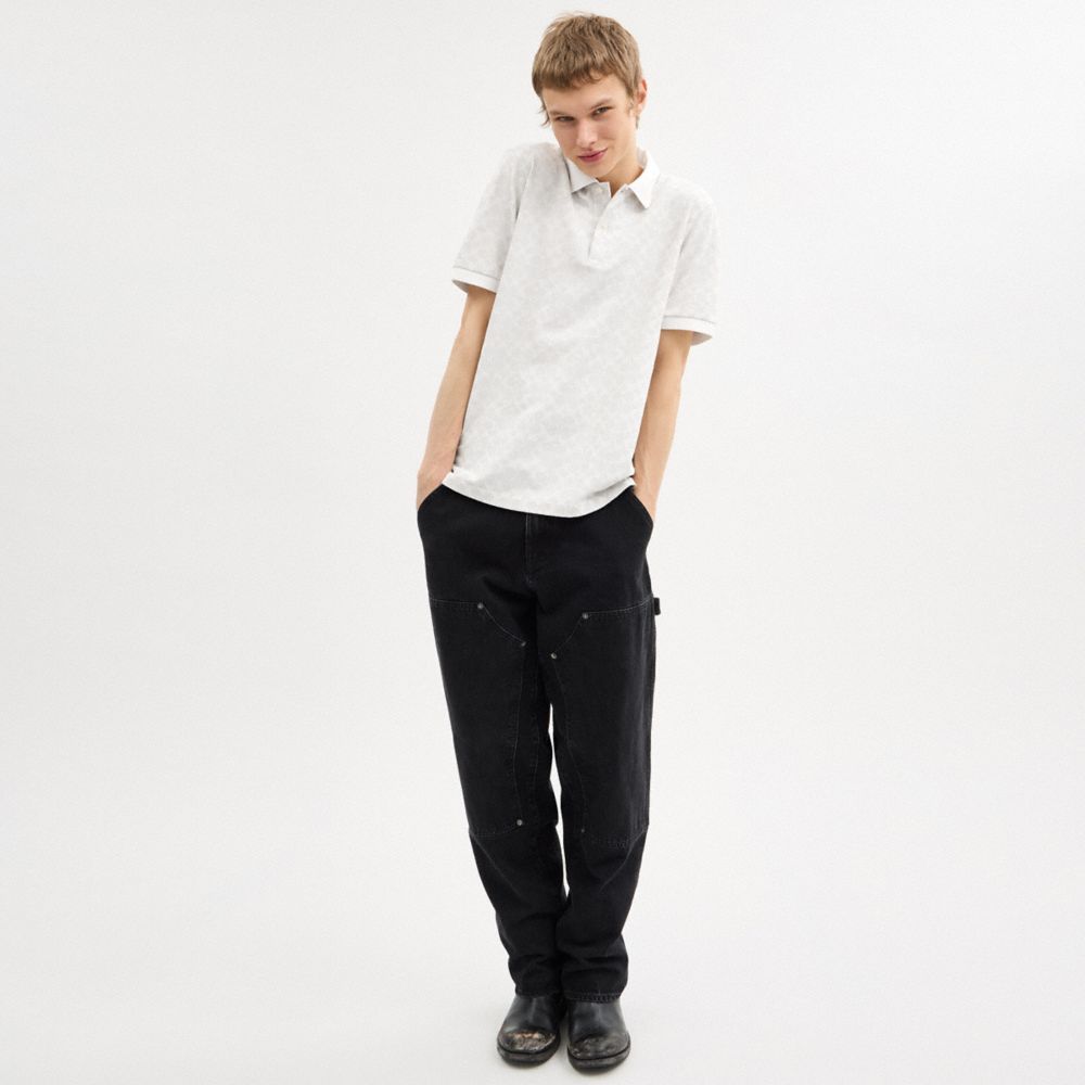 Coach Signature Polo In Chalk Signature