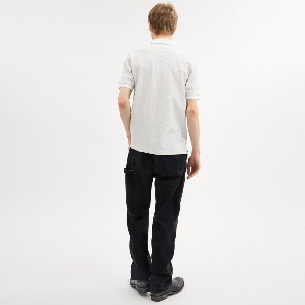Coach Signature Polo In Chalk Signature