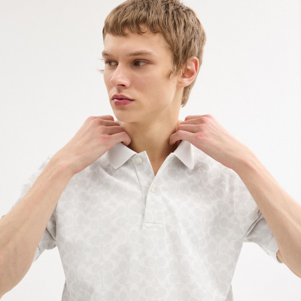 Coach Signature Polo In Chalk Signature